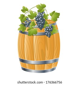 wooden barrel of beer or wine. vector illustration