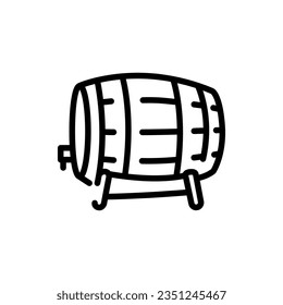 Wooden barrel black line icon. Pictogram for web page, mobile app, promo.