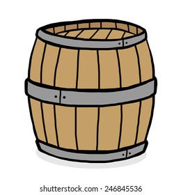 wooden barrel / cartoon vector and illustration, hand drawn style, isolated on white background.