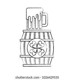 wooden barrel clover with beer glass beverage
