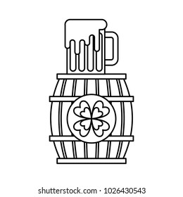 wooden barrel clover with beer glass beverage