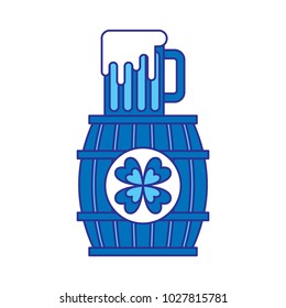 wooden barrel clover with beer glass beverage
