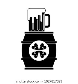 wooden barrel clover with beer glass beverage