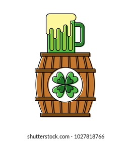 wooden barrel clover with beer glass beverage