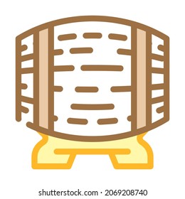 Wooden Barrel Color Icon Vector. Wooden Barrel Sign. Isolated Symbol Illustration