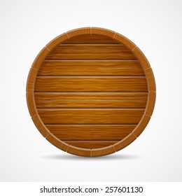 Wooden Barrel End Top Vector Background Isolated