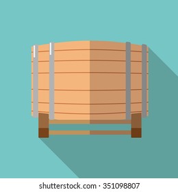 Wooden barrel. Flat design style modern vector illustration.