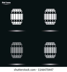 Wooden barrel flat grayscale vector icon.