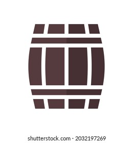 Wooden barrel flat icon on white background