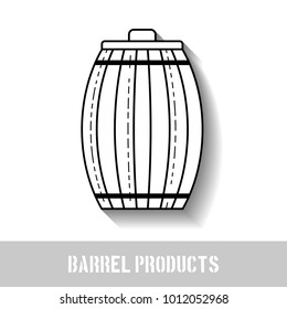 Wooden barrel. Flat icon silhouette on a white background. Vector