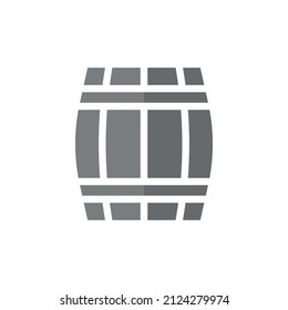 Wooden barrel grey flat vector icon