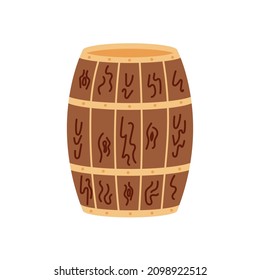 Wooden barrel hand draw  naive art