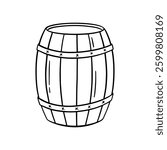 Wooden Barrel hand drawn vector illustration. Wine and beer doodle keg