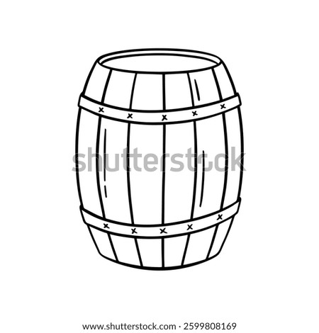 Wooden Barrel hand drawn vector illustration. Wine and beer doodle keg