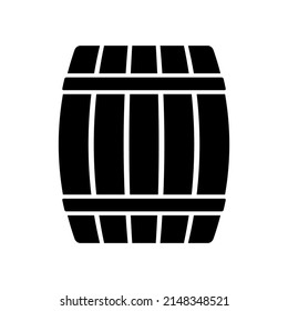 Wooden barrel icon. Black silhouette. Front side view. Vector simple flat graphic illustration. Isolated object on a white background. Isolate.