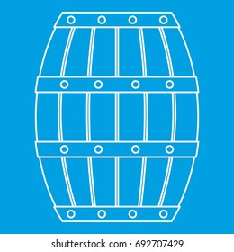 Wooden barrel icon blue outline style isolated vector illustration. Thin line sign