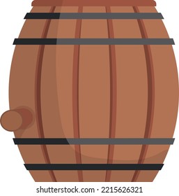 Wooden barrel icon. Cartoon cask. Beverage container