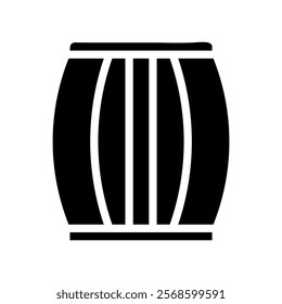 Wooden barrel icon. Concept of storage, aging, and fermentation.