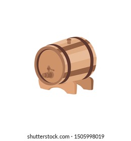 Wooden barrel icon flat.  Beer Festival. Vector isolated on white background 