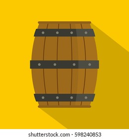 Wooden barrel icon. Flat illustration of wooden barrel vector icon for web