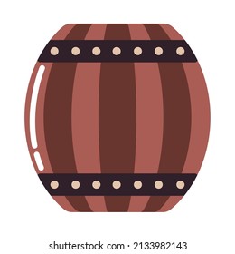 wooden barrel icon flat isolated