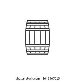 Wooden barrel icon line style isolated on white background. Vector illustration
