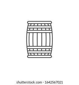 Wooden barrel icon line style isolated on white background. Vector illustration