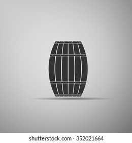 Wooden barrel icon on grey background. Vector Illustration