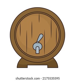 wooden barrel icon on white background