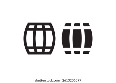 Wooden barrel icon in outline and solid Vector