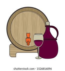 wooden barrel icon over white background, vector illustration