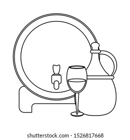 wooden barrel icon over white background, vector illustration