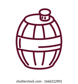wooden barrel icon over white background, line style icon, vector illustration