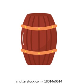 wooden barrel icon over white background, flat style, vector illustration
