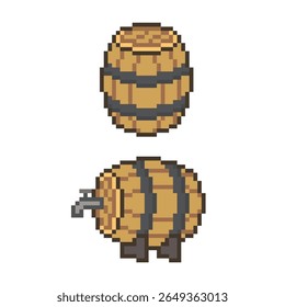 wooden barrel icon pixel art
