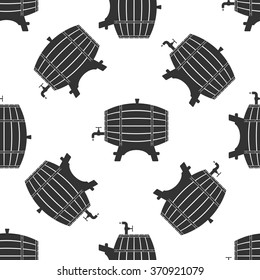 Wooden Barrel icon seamless pattern on white background. Vector Illustration