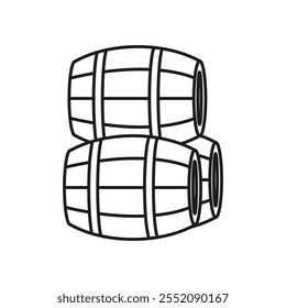 Wooden barrel icon Simple thin line flat symbol