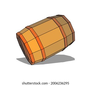 wooden barrel icon symbol for alcoholic beverage storage industry, wine, beer in vintage realistic style isolated on white background