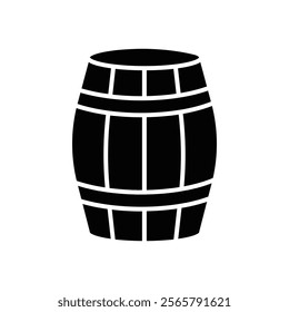 Wooden barrel icon Vector flat thin line illustration