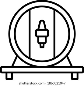 Wooden barrel icon. Wine barrel icon. Barrel of beer front view. Simple vector illustration. Concept for website or app.