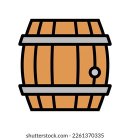 Wooden barrel icon. Wine and beer wood barrel. Vector.