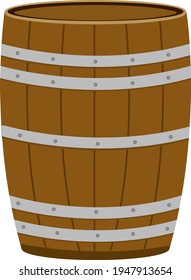 Wooden barrel, illustration, vector on white background.