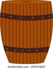 Wooden barrel, illustration, vector on white background.