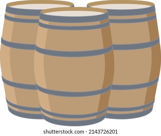 Wooden barrel, illustration, vector on a white background.