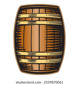 Wooden barrel isolated on white background. Clipping path included. Vector illustration