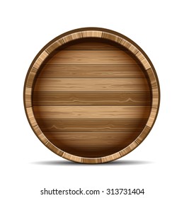 Wooden barrel isolated on white background.