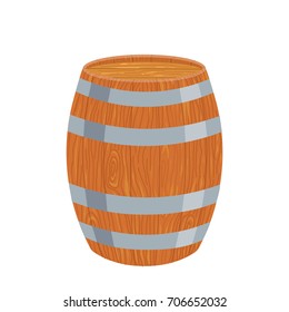 Wooden barrel . Isolated on a white background. Cartoon. Vector. Flat design.