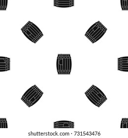 Wooden barrel with ladle pattern repeat seamless in black color for any design. Vector geometric illustration