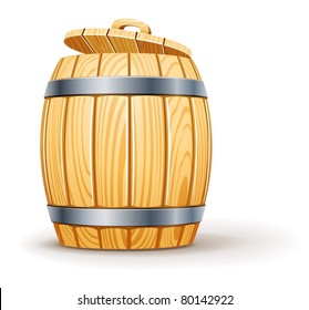 wooden barrel with lid vector illustration isolated on white background