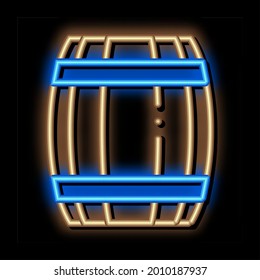 Vector de señal de luz de neón de barril de madera. Icono brillante símbolo isométrico de Wooden Barrel. ilustración de símbolo transparente